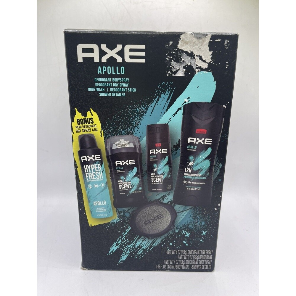 5 PCS AXE Apollo Gift Set : Deodorant Body Dry Spray Wash Shower Detailer +